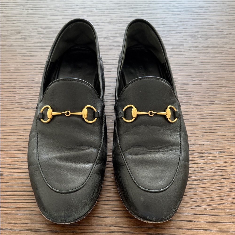 Gucci Brixton Women’s Black Leather Horsebit Loafers 39.5